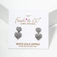 White Gold Dipped CZ Pave Double Pixel Heart Dangle Post Earrings