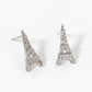 18k Gold Dipped CZ Pave Eiffel Tower Stud Earrings