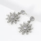 18K Gold Dipped CZ Pave Flower Drop Dangle Post Earrings