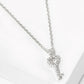 18K Gold Dipped CZ Pave Heart Key Pendant Necklace