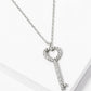 18K Gold Dipped CZ Pave Heart Key Pendant Necklace