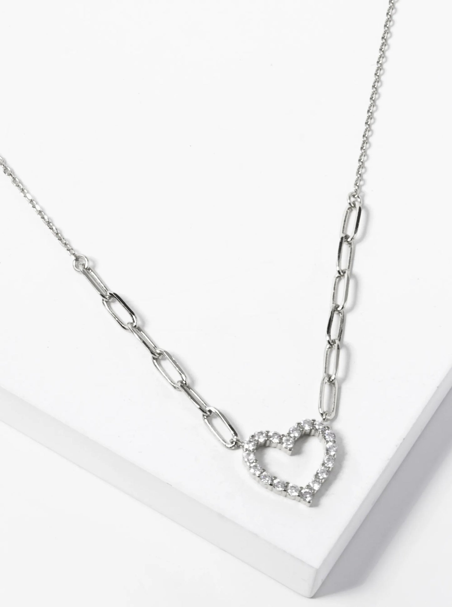 18k Gold Dipped CZ Pave Heart Pendant Necklace