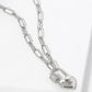 18k Gold Dipped CZ Pave Heart Shape Love Lock Pendant Chain Necklace