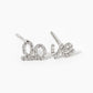 18k Gold Dipped CZ Pave Italic Love Stud Earrings