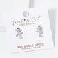 White Gold Dipped CZ Pave Lizard Stud Earrings