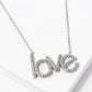 18K Gold Dipped CZ Pave Love Word Pendant Necklace