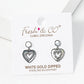 White Gold Dipped CZ Pave MOP Heart Drop Post Stud Earrings