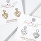 White Gold Dipped CZ Pave MOP Heart Drop Post Stud Earrings