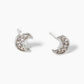 18k Gold Dipped CZ Pave Moon Post Stud Earrings