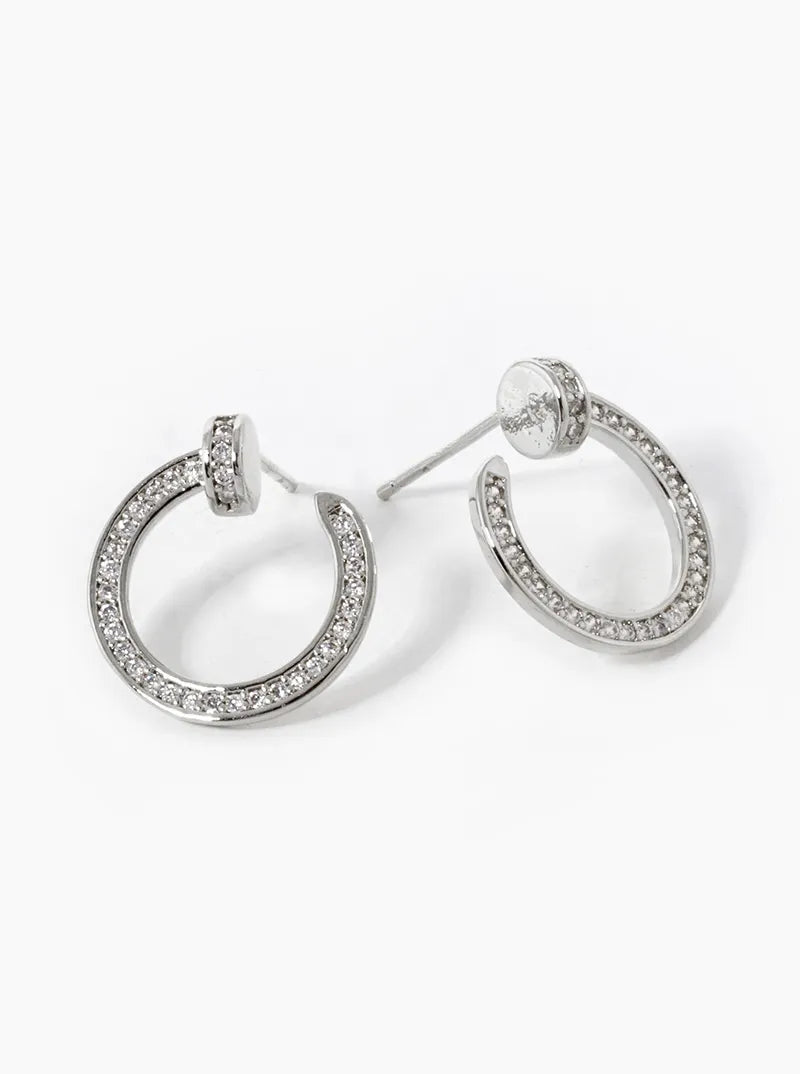 18k Gold Dipped CZ Pave Nail Stud Earrings