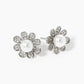 18k Gold Dipped CZ Pave Pearl Flower Stud Earrings