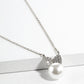18K Gold Dipped CZ Pave Ribbon Bow Pearl Pendant Necklace