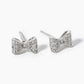 18K Gold Dipped CZ Pave Ribbon Bow Post Stud Earrings