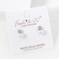 White Gold Dipped CZ Pave Round With Pearl Drop Stud Earrings