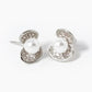 18k Gold Dipped CZ Pave Shell With Pearls Stud Earrings