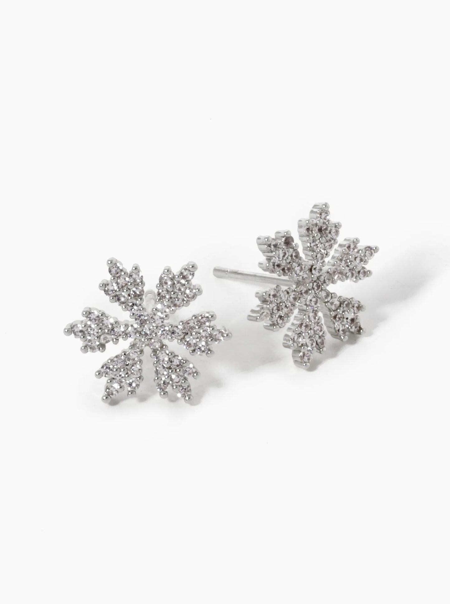 18k Gold Dipped CZ Pave Snowflake Stud Earrings