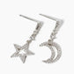 18k Gold Dipped CZ Pave Star And Moon Drop Dangle Post Earrings