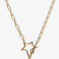 White Gold Dipped CZ Pave Star Pendant Chain Necklace
