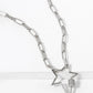 White Gold Dipped CZ Pave Star Pendant Chain Necklace