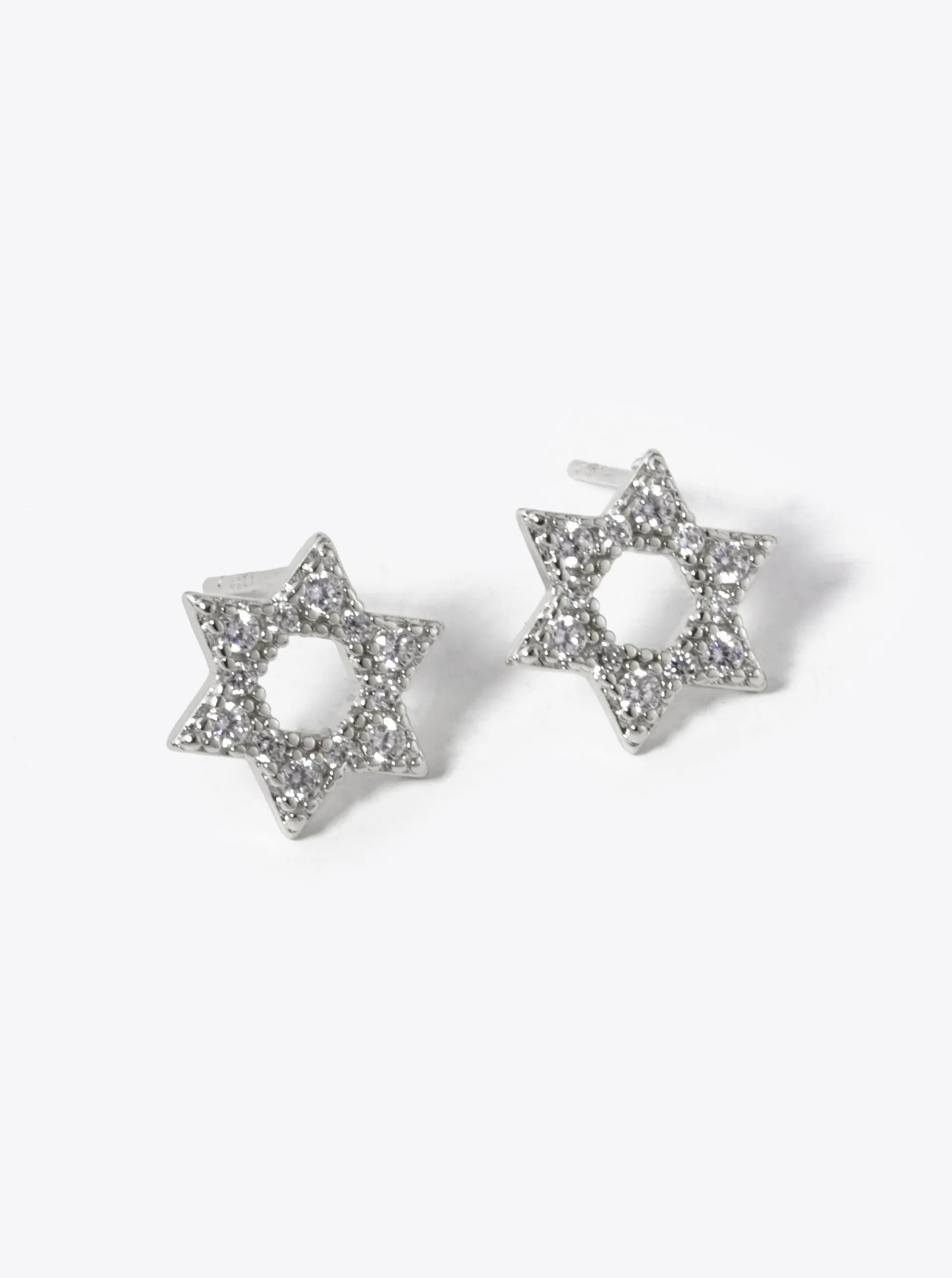 18k Gold Dipped CZ Pave Star Of David Stud Earrings