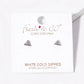 White Gold Dipped CZ Pave Triangle Stud Earrings