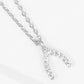 18K Gold Dipped CZ Pave Wishbone Pendant Delicate Necklace