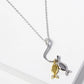 18k Gold Dipped CZ Two Fish With A Hook Pendant Necklace