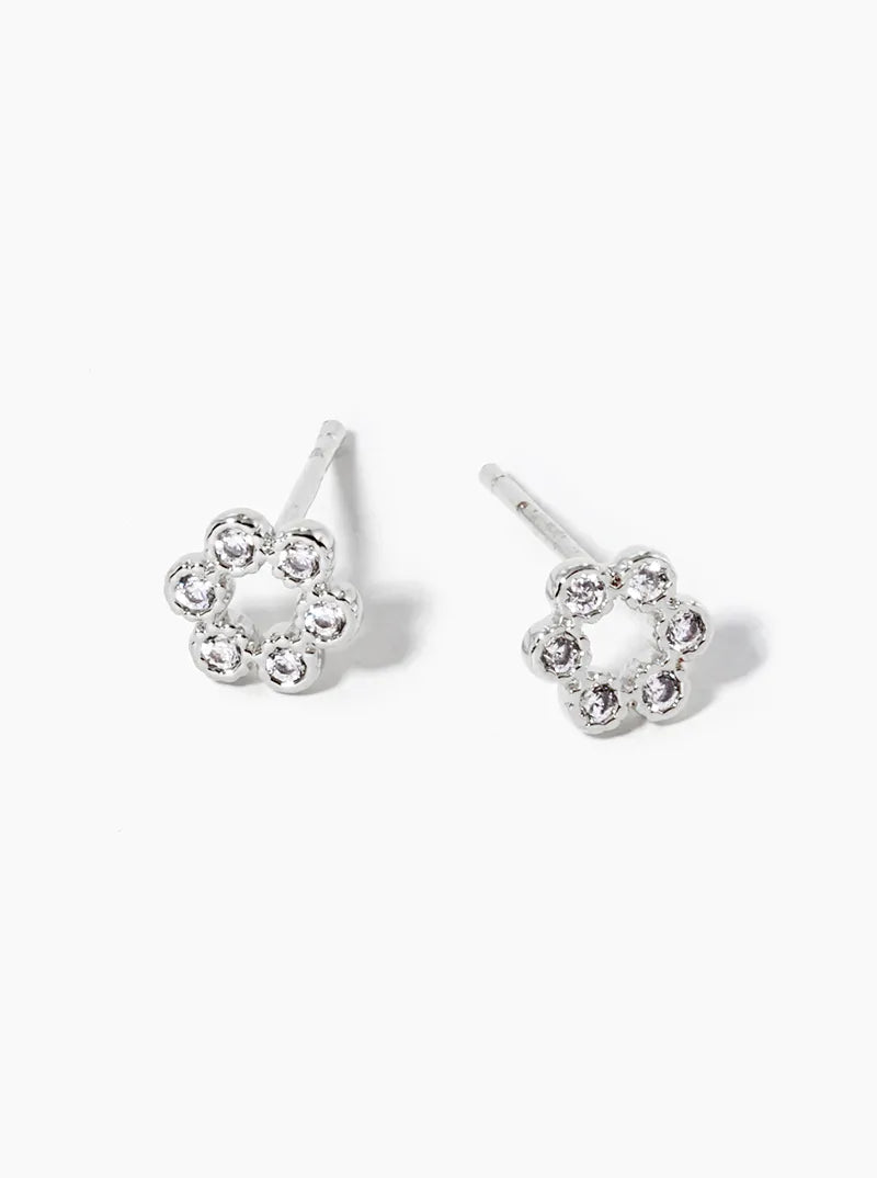 18k Gold Dipped Dainty 6 CZ Stones Post Stud Earrings
