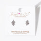 White Gold Dipped Delicate CZ Pave Leaf Stud Earrings