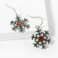 18k Gold Dipped Enamel Filled Snowflake Dangle Earrings