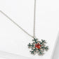 18k Gold Dipped Enamel Filled Snowflake Pendant Necklace