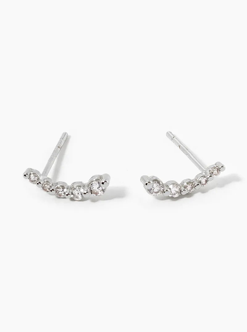 18k Gold Dipped Graduated Five CZ Stones Stud Earrings