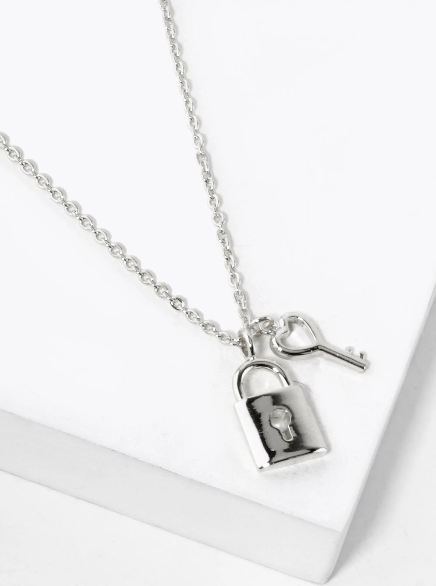 18K Gold Dipped Heart Shaped Key And Padlock Pendant Necklace