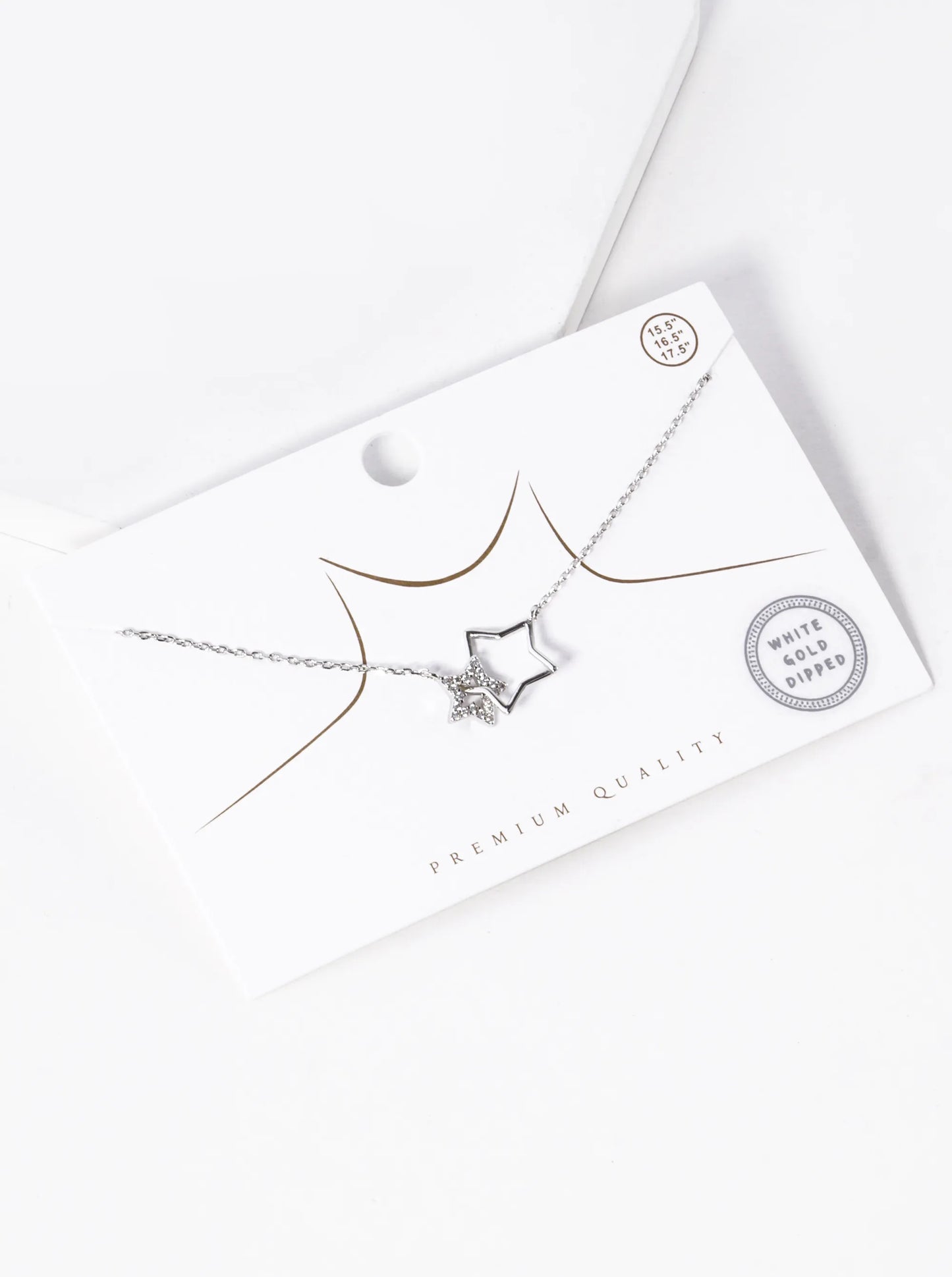 White Gold Dipped Interlocking CZ Pave Star Pendant Necklace