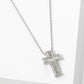 18K Gold Dipped Pave Cubic Zirconia 16mm Cross Pendant Necklace