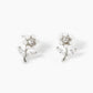 18k Gold Dipped Pearl And CZ Flower Stud Earrings