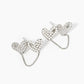 18k Gold Dipped Pearl And CZ Pave Double Heart Chain Stud Earrings