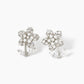 18k Gold Dipped Pearl And CZ Pave Flower Stud Earrings
