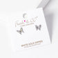 White Gold Dipped Pearl CZ Pave Butterfly Stud Earrings