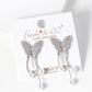White Gold Dipped Pearl Drop CZ Pave Butterfly Dangle Earrings