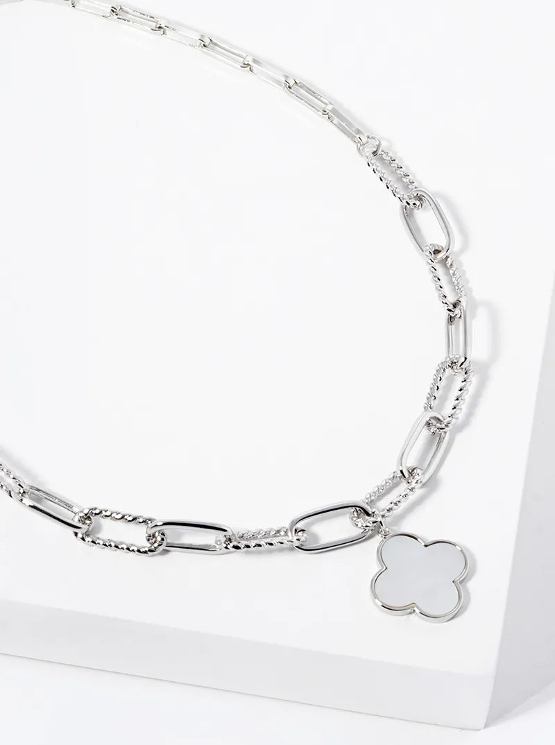 18k Gold Dipped Quatrefoil Pendant Link Chain Necklace