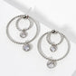 18k Gold Dipped Round CZ Drop Double Circle Post Earrings
