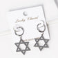 White Gold Dipped Star Of David Drop 12mm Huggie Hoop Earrings