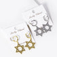 White Gold Dipped Star Of David Drop 12mm Huggie Hoop Earrings