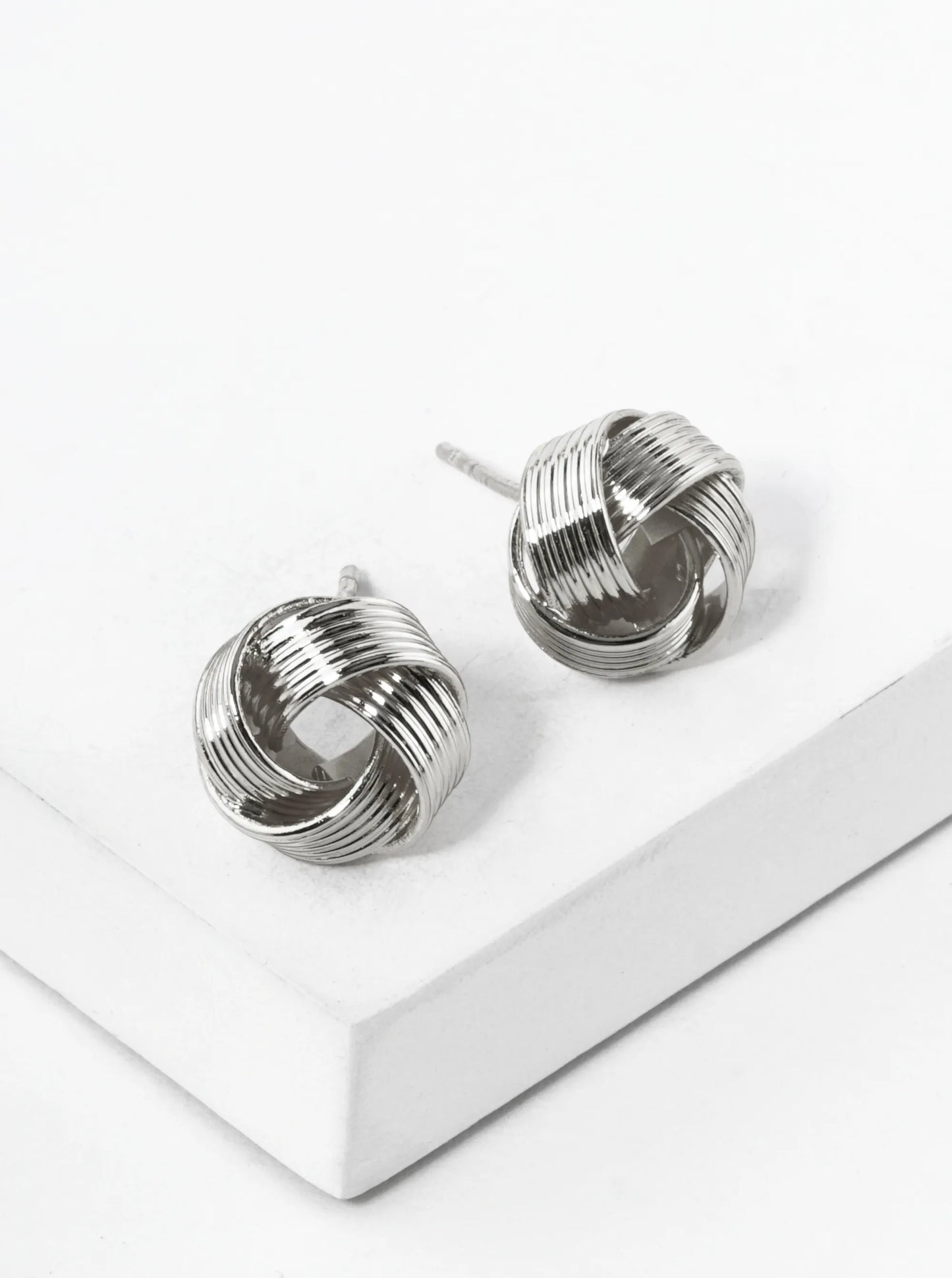 18K Gold Dipped Textured 10mm Love Knot Stud Earrings