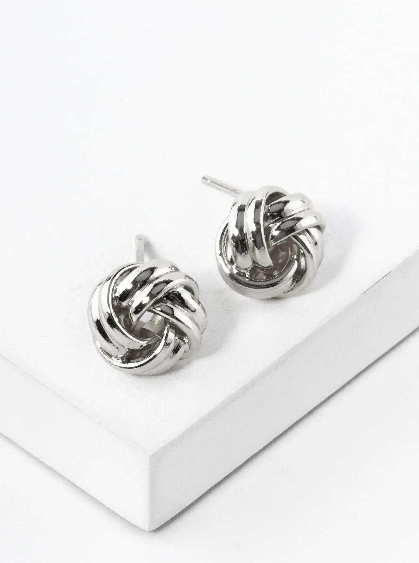 18K Gold Dipped Textured 9mm Love Knot Stud Earrings