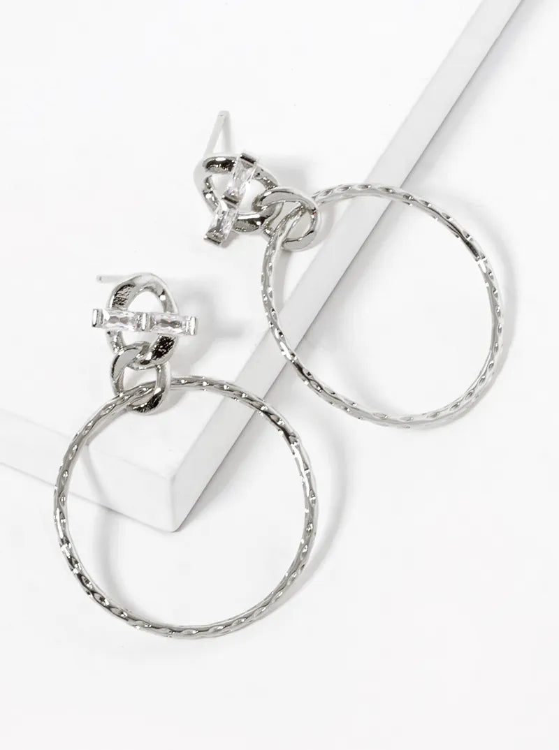 18k Gold Dipped Textured Circle Drop Post Earrings