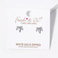 White Gold Dipped Three Marquise CZ Stones Drop Post Stud Earrings