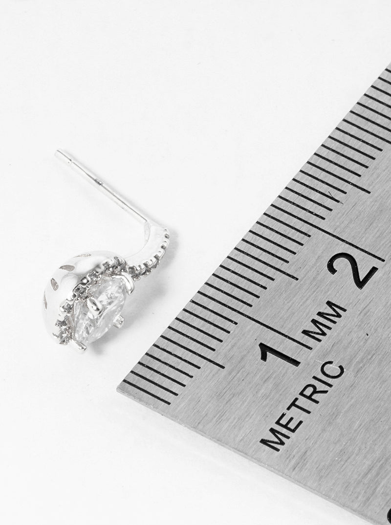 White Gold Dipped 15mm CZ Pave Round Metal Post Stud Earrings