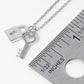 White Gold Dipped CZ  Padlock And Heart Key Pendant Delicate Necklace